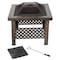 Nature Spring Nature Spring Woven Metal Square Fire Pit and Wood Burning Set, 26 inches with Cover and Log Poker 470821ABN - alternate 3